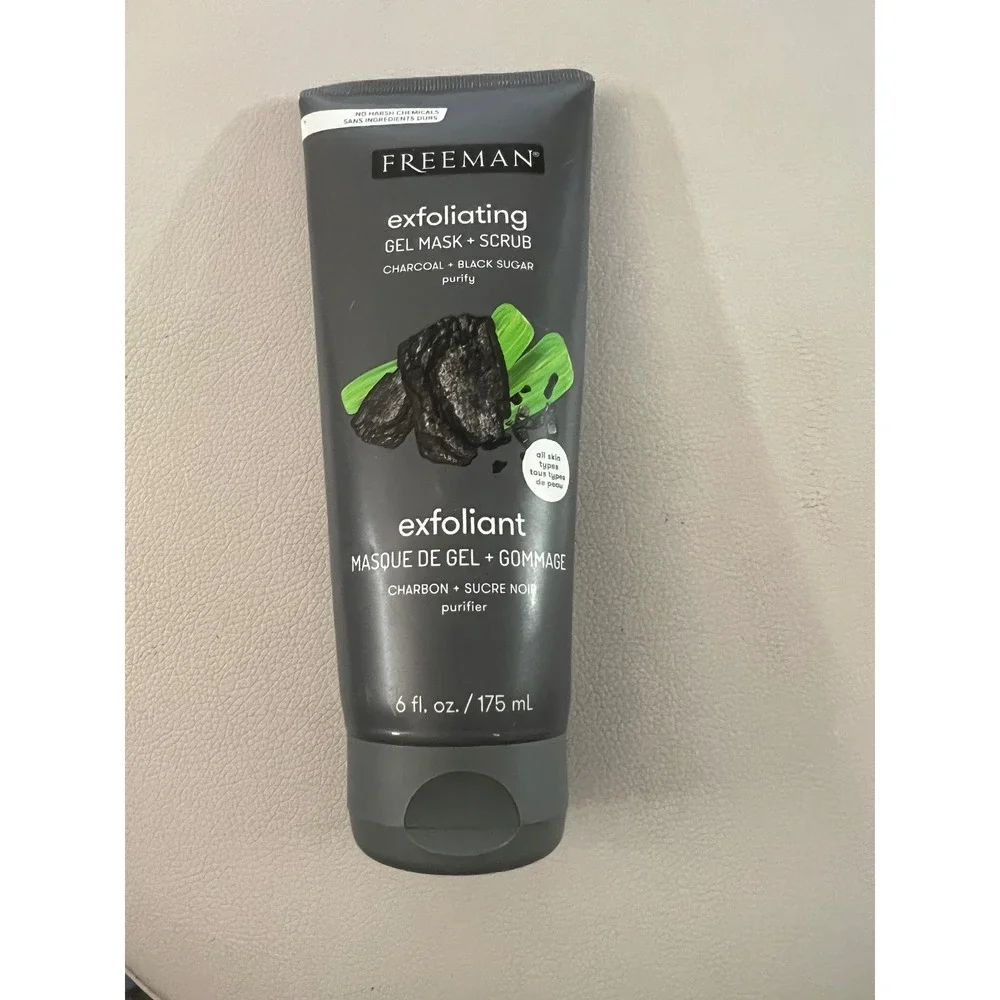 Freeman Exfoliating Gel Mask Scrub Charcoal Black Sugar Purify 6oz 175ml Tube